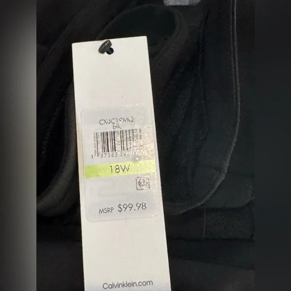 NWT Calvin Klein Black Dress Sheer cuff Sleeves and hem Knee length 16W 18W - Picture 7 of 12